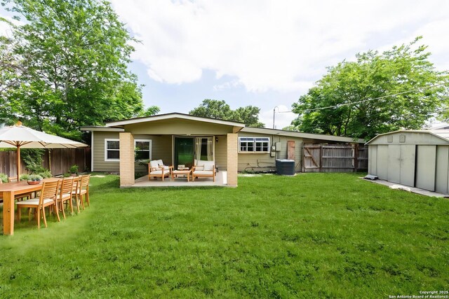 435 Sharon, San Antonio, TX 78216 - back of house with outdoor lounge area, a patio area, and central AC unit