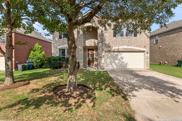 25002 Cooper Vly, San Antonio, TX 78255 - traditional home featuring brick siding, a garage, driveway, and a front lawn