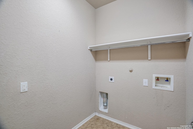 6763 Indian Ldg, San Antonio, TX 78253 - laundry area featuring electric dryer hookup, hookup for a gas dryer, baseboards, and hookup for a washing machine