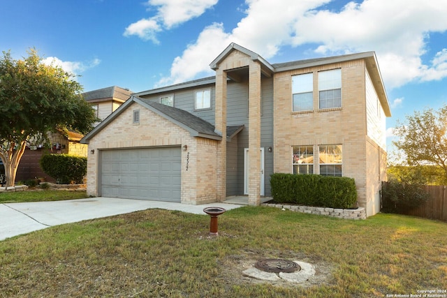 25502 Gold Yarrow, San Antonio, TX 78260 - view of front of property featuring driveway, a garage, and brick siding