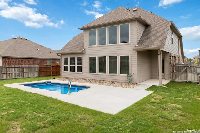 13917 Westbury Fls, San Antonio, TX 78253 - back of house with a patio, a shingled roof, and a gate