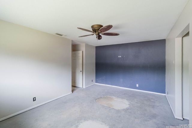 4911 Belle Ellen, San Antonio, TX 78229 - empty room with ceiling fan, baseboards, and concrete floors