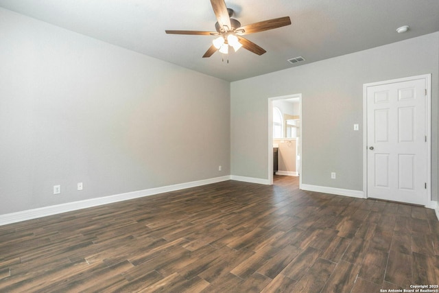7030 Plains Way, San Antonio, TX 78253 - spare room with a ceiling fan, baseboards, and dark wood-style flooring