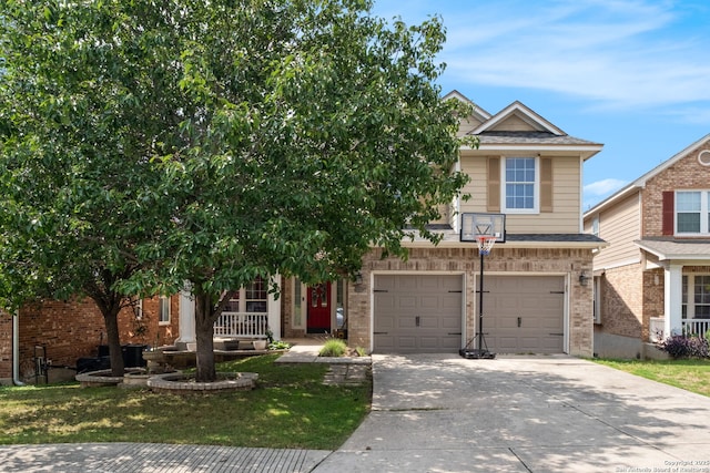 815 Maltese Gdn, San Antonio, TX 78260 - obstructed view of property with driveway, a garage, and brick siding