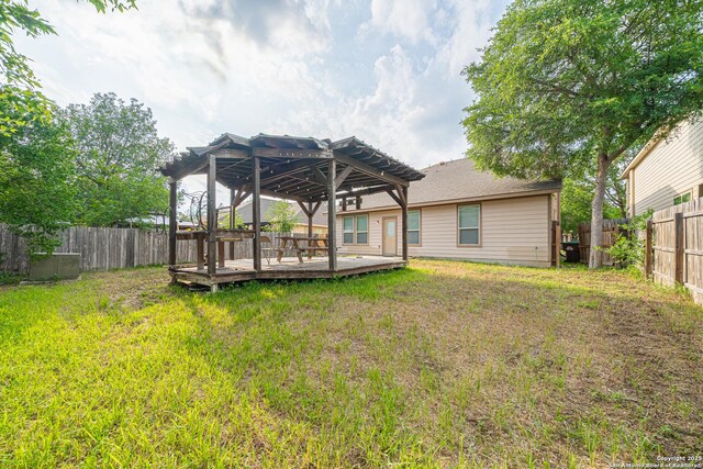 10736 Gemsbuck Ldg, San Antonio, TX 78245 - view of yard with a pergola and a deck