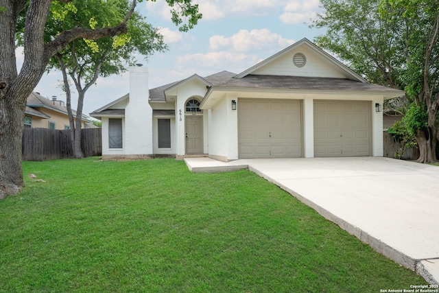 6610 Quail Lk, San Antonio, TX 78244 - ranch-style home featuring an attached garage, a chimney, driveway, and roof with shingles
