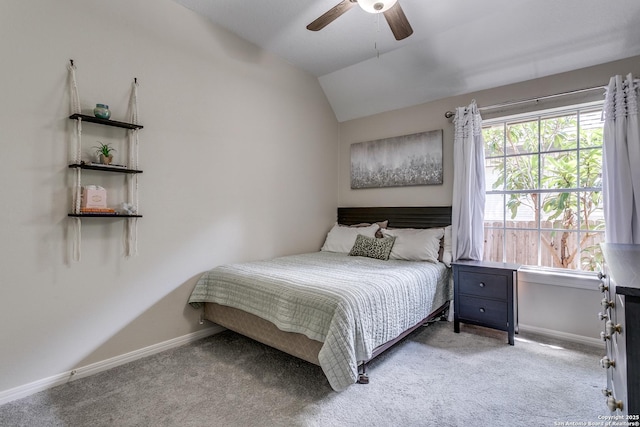 13019 Rambling Oak, San Antonio, TX 78232 - carpeted bedroom featuring baseboards, lofted ceiling, and ceiling fan