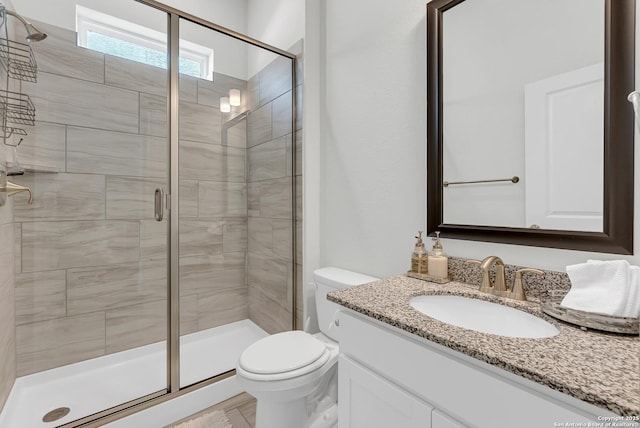 6827 Bella Verso, San Antonio, TX 78256 - full bathroom with toilet, vanity, and a stall shower