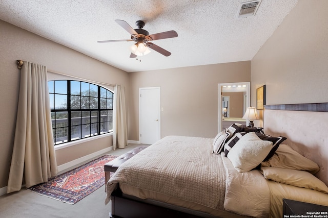 14706 War Admiral, San Antonio, TX 78248 - bedroom featuring carpet floors, a textured ceiling, baseboards, and a ceiling fan