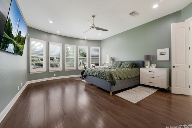 314 Regent Cir, Shavano Park, TX 78231 - bedroom with wood finished floors, recessed lighting, baseboards, and ceiling fan
