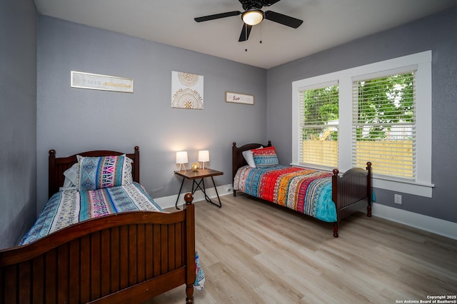 128 Blanco, San Antonio, TX 78212 - bedroom featuring wood finished floors, baseboards, and a ceiling fan
