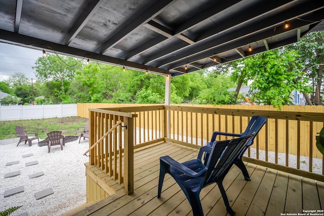 128 Blanco, San Antonio, TX 78212 - deck with a fenced backyard and an outdoor fire pit