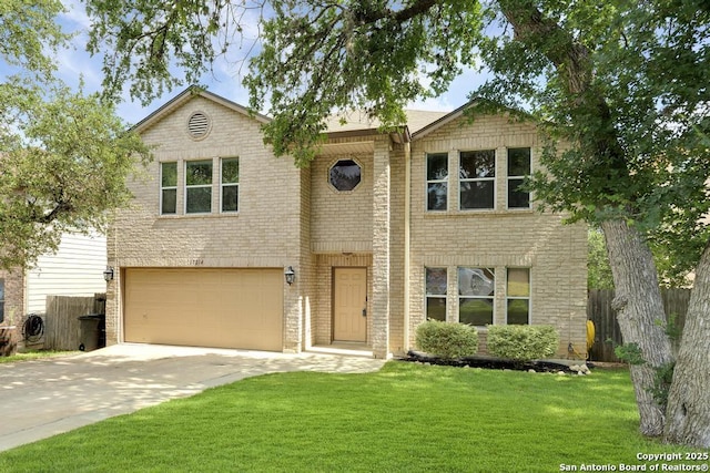 17214 Irongate Rail, San Antonio, TX 78247 - view of front of property with concrete driveway, a garage, and brick siding