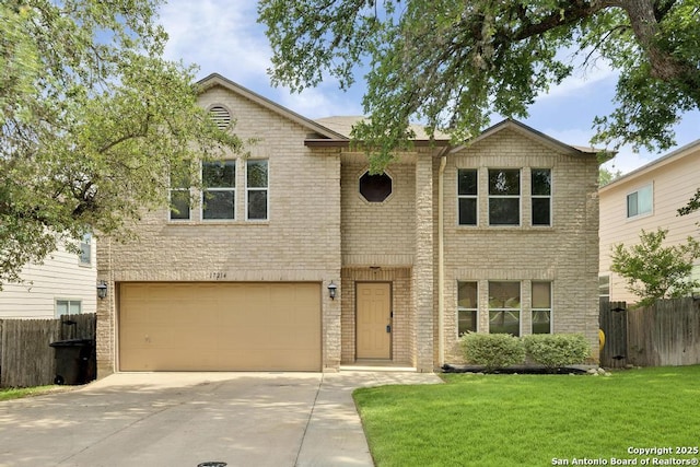 17214 Irongate Rail, San Antonio, TX 78247 - view of front facade featuring a garage, driveway, and brick siding