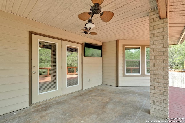 17214 Irongate Rail, San Antonio, TX 78247 - view of patio / terrace featuring french doors and a ceiling fan