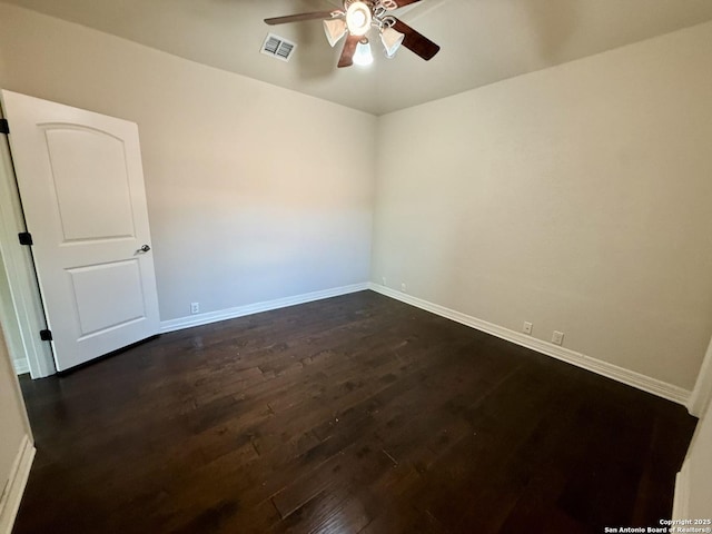 1410 Melanie, San Antonio, TX 78258 - empty room featuring ceiling fan, dark wood-style flooring, and baseboards