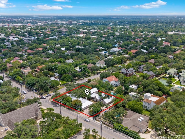 141 E Summit, San Antonio, TX 78212 - aerial view of property's location featuring property parcel outlined
