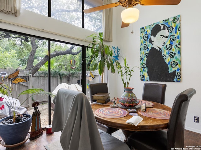 141 E Summit, San Antonio, TX 78212 - dining space with healthy amount of natural light, a ceiling fan, and baseboards