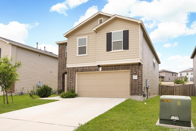 2006 Prometheus Cv, San Antonio, TX 78245 - view of front of home with brick siding, a garage, and concrete driveway