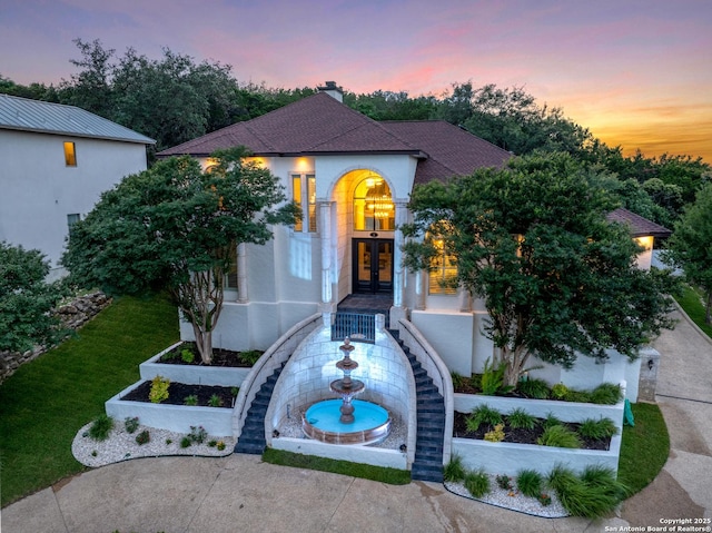 3 Benchwood Cir, San Antonio, TX 78248 - mediterranean / spanish house featuring french doors and stucco siding