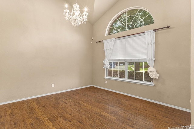 6218 Ozona Ml, San Antonio, TX 78253 - unfurnished room with a chandelier, plenty of natural light, baseboards, and high vaulted ceiling
