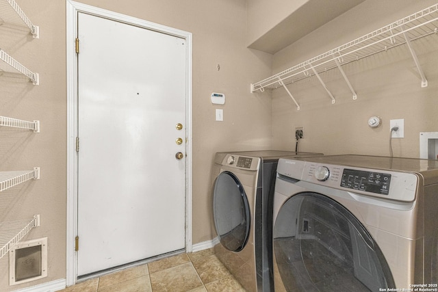 6218 Ozona Ml, San Antonio, TX 78253 - laundry area featuring washing machine and dryer and baseboards