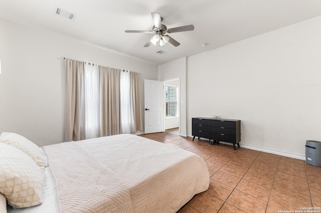 7619 Bit Cir, Elmendorf, TX 78112 - bedroom with tile patterned floors, baseboards, and ceiling fan