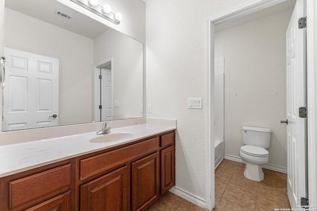 7619 Bit Cir, Elmendorf, TX 78112 - bathroom featuring vanity, toilet, tile patterned flooring, and  shower combination