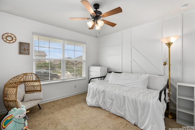 6417 Hoffman Pln, San Antonio, TX 78252 - bedroom featuring carpet floors, baseboards, and ceiling fan