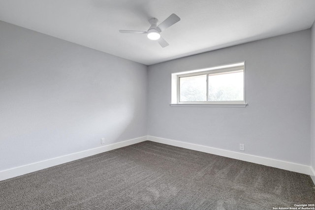 5411 Lancashire, San Antonio, TX 78230 - unfurnished room featuring baseboards, ceiling fan, and dark carpet