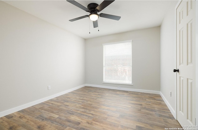 11375 Olney Spgs, San Antonio, TX 78245 - empty room featuring ceiling fan, wood finished floors, and baseboards