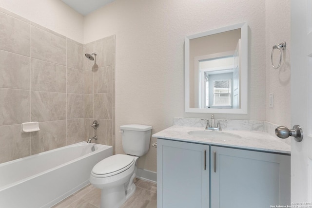 9607 Stillwater Pass, San Antonio, TX 78254 - bathroom featuring toilet, vanity, and bathtub / shower combination
