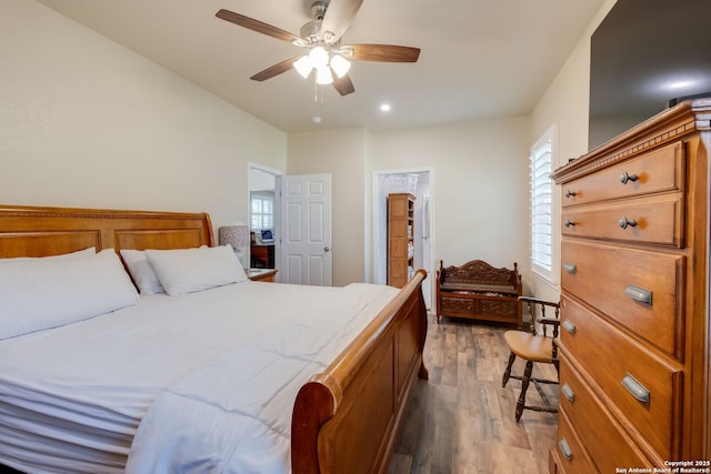 246 Felisa St, San Antonio, TX 78210 - bedroom featuring wood finished floors and ceiling fan