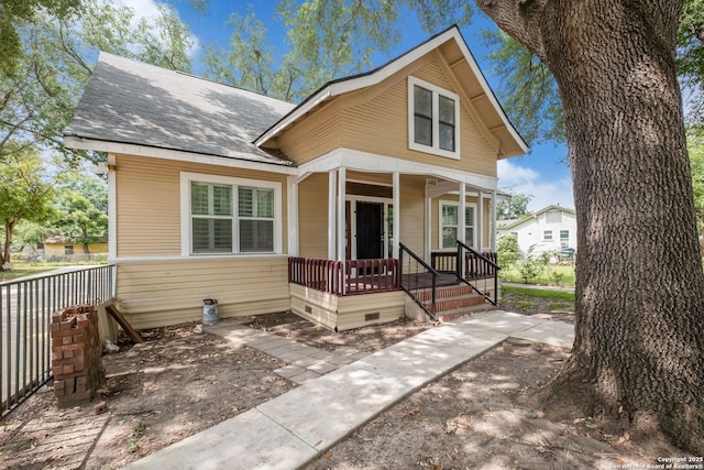 246 Felisa St, San Antonio, TX 78210 - view of front of property featuring covered porch, crawl space, and a shingled roof