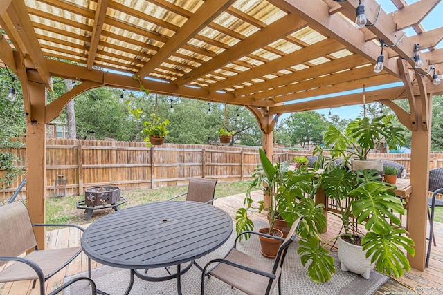 124 Mary Max Cir, San Marcos, TX 78666 - fenced backyard with outdoor dining space and a pergola