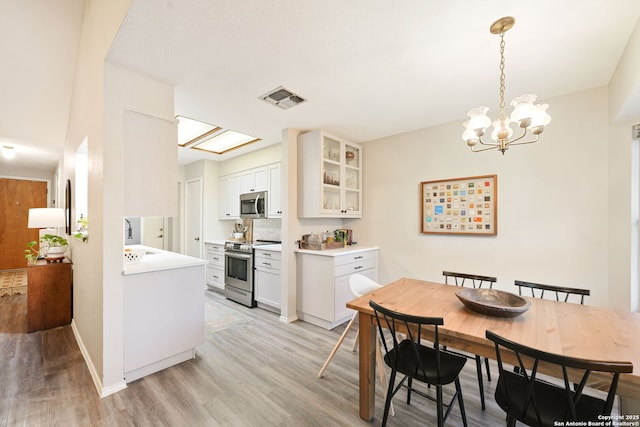 5535 Timber Cyn, San Antonio, TX 78250 - kitchen with stainless steel appliances, light wood finished floors, glass insert cabinets, light countertops, and a sink