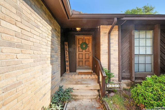 5535 Timber Cyn, San Antonio, TX 78250 - doorway to property with brick siding
