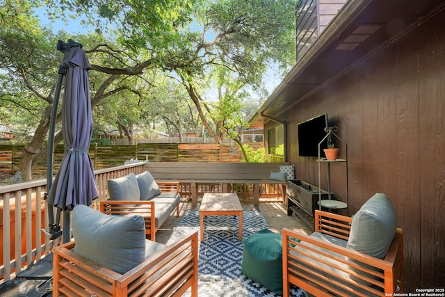 5535 Timber Cyn, San Antonio, TX 78250 - deck featuring an outdoor living space
