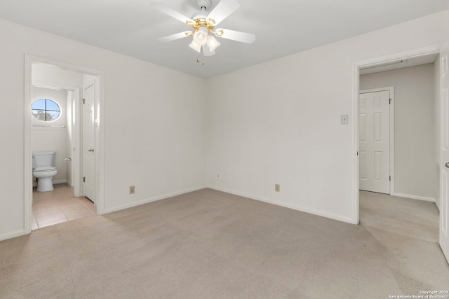 15618 Dawn Crst, San Antonio, TX 78248 - spare room featuring light colored carpet, ceiling fan, and baseboards