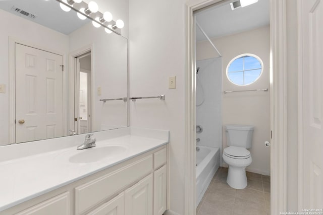 15618 Dawn Crst, San Antonio, TX 78248 - bathroom featuring vanity, tile patterned flooring, bathtub / shower combination, and toilet