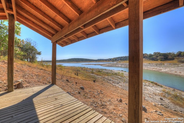 642 Lakebreeze, Canyon Lake, TX 78133 - wooden terrace featuring a water view