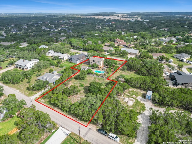 890 Live Oak, Spring Branch, TX 78070 - aerial view of property and surrounding area with property parcel outlined