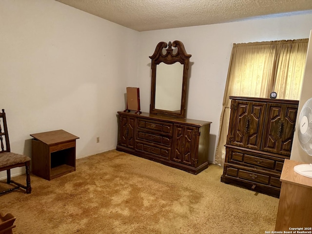 9010 Bowline, San Antonio, TX 78242 - sitting room with light colored carpet and a textured ceiling