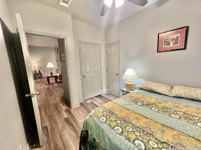 415 Fort Clark Rd Unit 21, Brackettville, TX 78832 - bedroom featuring light wood-type flooring, ceiling fan, and baseboards