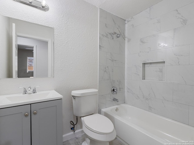 13306 Chesterton, San Antonio, TX 78217 - bathroom featuring vanity, shower / washtub combination, a textured ceiling, and a textured wall