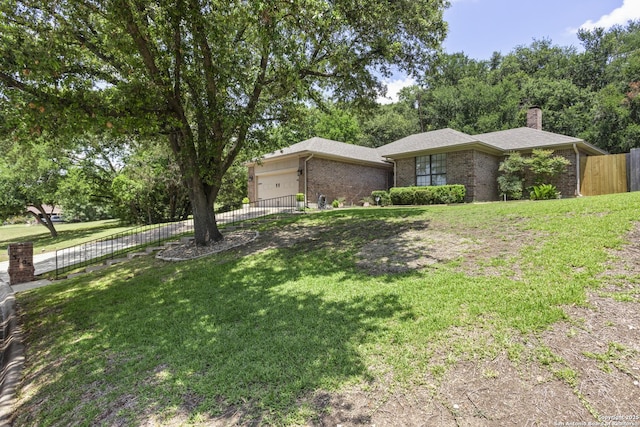 3105 Pecan Valley Dr, Temple, TX 76502 - view of front of home featuring brick siding, an attached garage, a chimney, and concrete driveway