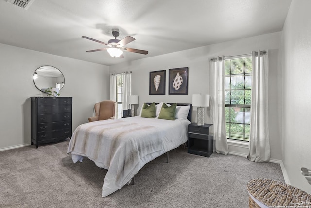 3105 Pecan Valley Dr, Temple, TX 76502 - carpeted bedroom featuring multiple windows, ceiling fan, and baseboards