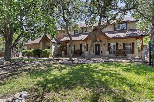 18203 Newcliff, San Antonio, TX 78259 - view of front of house featuring a porch and stone siding