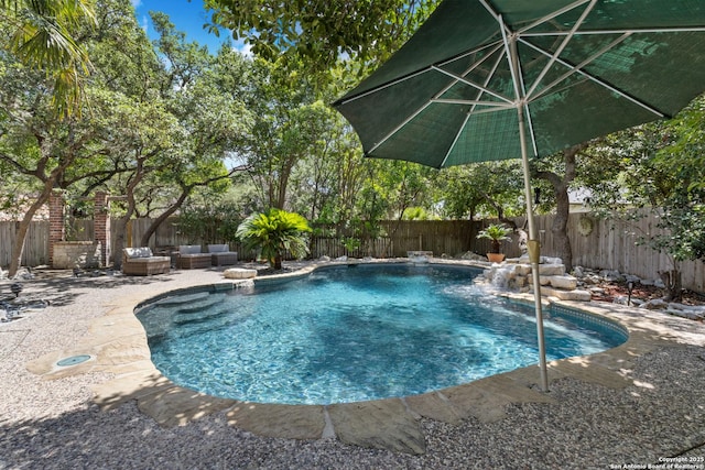 18203 Newcliff, San Antonio, TX 78259 - view of pool featuring a fenced backyard and a patio