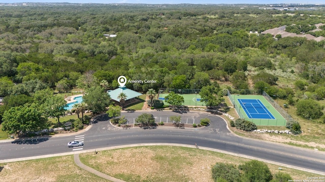 18203 Newcliff, San Antonio, TX 78259 - aerial view of a heavily wooded area and a pool